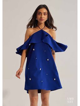 AMOSHI - Blue Embellished/Sequined Rene Halter Mini Dress