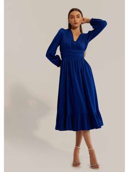 AMOSHI - Blue Pleated Senorita Midi Dress
