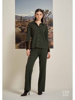 AMOSHI - Olive Textured Sherry Fur Co-Ord (Set of 2)