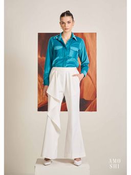 AMOSHI - Blue Embellished/Sequined Teal Suede Shirt