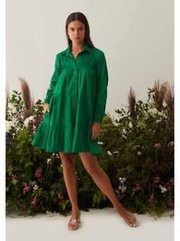 AMOSHI - Green Pleated Tessa Mini Dress