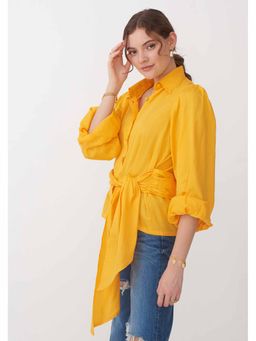 AMOSHI - Yellow Solid/Plain Zelda Attached Belt Shirt