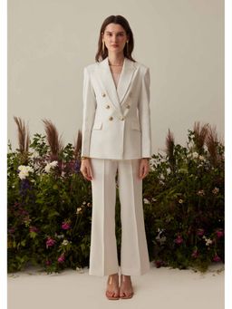 AMOSHI - White Solid/Plain Zendaya Co-Ord (Set of 2)