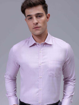 The Indian Garage Co - Men Slim Fit Checkered Full Sleeves Pink Formal Shirt
