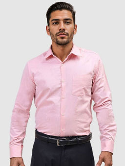 The Indian Garage Co - Men Slim Fit Pink Solid Full Sleeves Cutaway Collar Formal Shirt