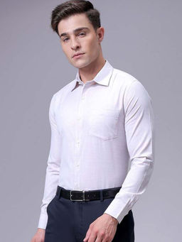 The Indian Garage Co - Men Slim Fit White Solid Full Sleeves Cutaway Collar Formal Shirt