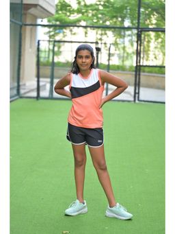 TRAINIKS - Girls Orange Poly/Spandex Solid T-shirt