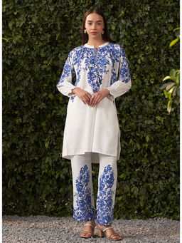 Lakshita - Women Blue Printed Remi Linen Co-Ord (Set of 2)