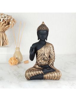 HomeTown - Zen Polyresin Buddha Hand Finished Figurine Cum Tealight Holder 26cm in Black Colour