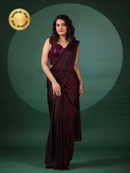B'Infinite - Amethyst Pre Draped Saree with Stitched Blouse