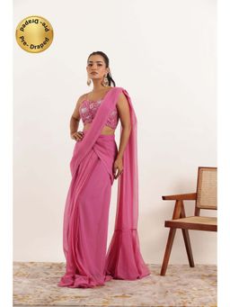 DEASHA INDIA - Vedika Pink Pre Draped Ruffle with Stitched Blouse