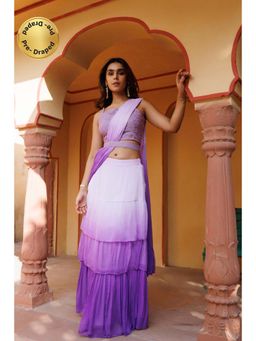 Geroo Jaipur - Ombre Chiffon Pre-Stitched Belted Saree with Unstitched Blouse
