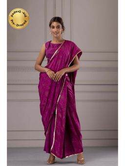 Geroo Jaipur - Pre-draped Palazzo Pants Saree With Stitched Blouse