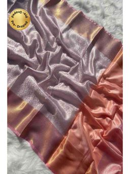 Isadora Life - Womens Woven Zari Lavender Pre-Draped Saree With Unstitched Blouse