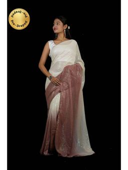 Isadora Life - Womens Ombre Sequined Multi-Color Pre-Draped Saree With Unstitched Blouse