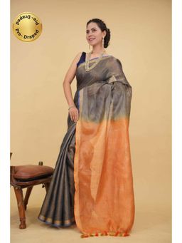 Isadora Life - Womens Ombre Tassels Multi-Color Pre-Draped Saree With Unstitched Blouse