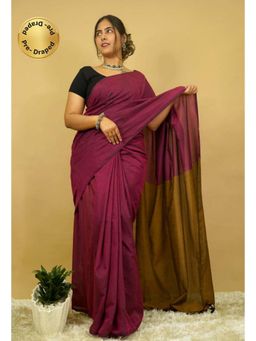 Isadora Life - Womens Colorblock Tassels Multi-Color Pre-Draped Saree With Unstitched Blouse