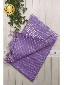Isadora Life - Womens Printed Stripes Purple Pre-Draped Saree With Unstitched Blouse