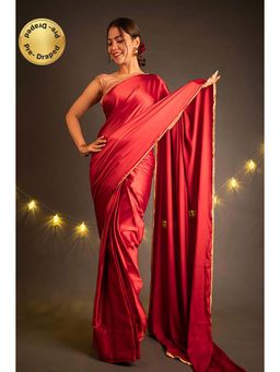 Isadora Life - Red Magic With Moti Lace Border All Over Saree With Unstitched Blouse