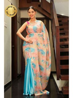 Isadora Life - Gorgeous Ready To Wear Multi-Color Print Saree With Unstitched Blouse