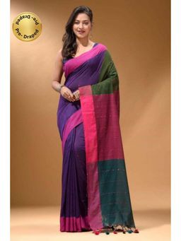 Isadora Life - Womens Colorblock Sequined Multi-Color Pre-Draped Saree with Unstitched Blouse