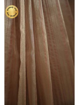 Isadora Life - Womens Stripes Zari Beige Pre-Draped Saree with Unstitched Blouse