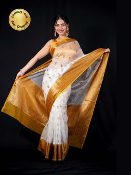 Isadora Life - Multi-Color Woven Pre-draped Saree With Unstitched Blouse