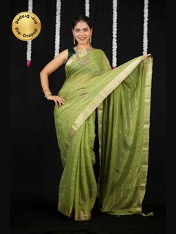 Isadora Life - Black Floral Pre-Draped Saree with Unstitched Blouse