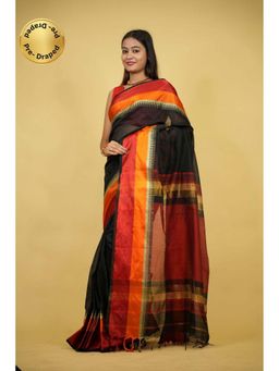 Isadora Life - Black Stripes Pre-Draped Saree with Unstitched Blouse