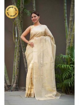 Isadora Life - Gold Woven Pre-Draped Saree with Unstitched Blouse