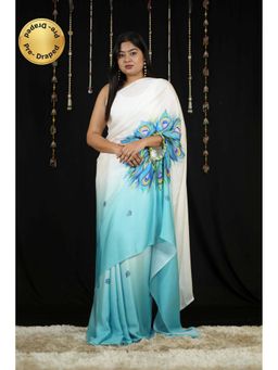 Isadora Life - Multi-Color Printed Pre-Draped Saree with Unstitched Blouse