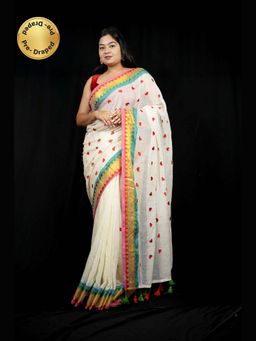 Isadora Life - Multi-Color Geometric Pre-Draped Saree with Unstitched Blouse