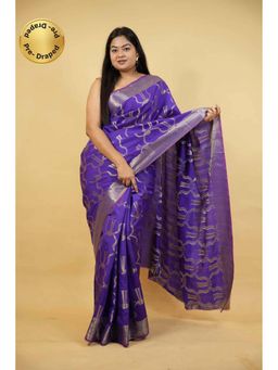 Isadora Life - Blue Woven Pre-Draped Saree with Unstitched Blouse
