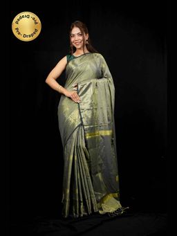 Isadora Life - Metallic Woven Pre-Draped Saree with Unstitched Blouse