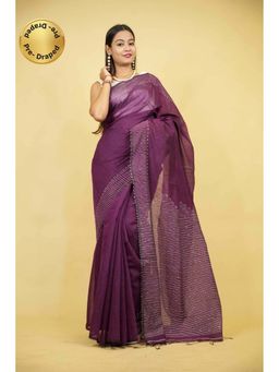 Isadora Life - Purple Embellished/Sequined Pre-Draped Saree with Unstitched Blouse
