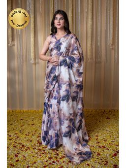 Label Shaurya Sanadhya - Indigo Embroidered Pre Drape Saree with Stitched Blouse