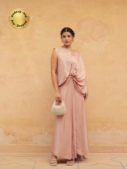 Maenaam - Irvine Embellished Pre Drape Saree with Stitched Blouse & Jacket