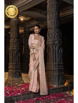 MONK & MEI - Blush Pink Hansini Pre-Draped Saree with Stitched Blouse