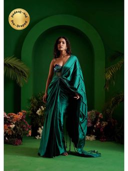 Ritivesh - Green Alira Pre-Draped with Stitched