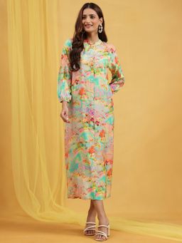Navyasa By Liva - Green Abstract Relaxed Dress