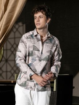 Campus Sutra - Men Icy Blue and Army Green Faded Alps Shirt