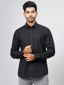 Greenfibre - Black Cotton Solid Semi Casual Shirt - Regular Fit