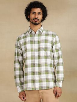 Greenfibre - Green Cotton Casual Shirt - Checked Slim Fit Regular