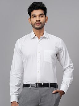 JadeBlue - White Cotton Solid Semi Casual Shirt - Regular Fit