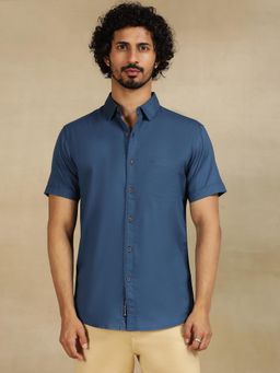 JadeBlue - Slate Blue Cotton Casual Shirt - Solid Slim Fit Regular