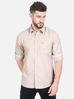 VUDU - White and Beige Checkered Full Sleeve Shirt
