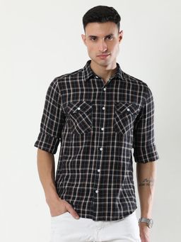 VUDU - Indigo and Mustard Check Shirt