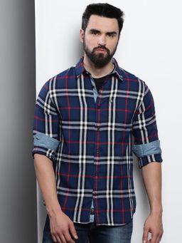 VUDU - Navy Checked Shirt