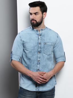 VUDU - Denim Mandarin Collar Shirt