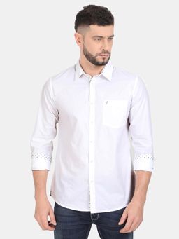 VUDU - White Full Sleeve Shirt with Printed Contrast